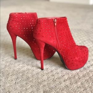 Wild Pair red rhinestone platform booties